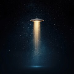 Wall Mural - Mysterious UFO Hovering in a Starry Night Sky