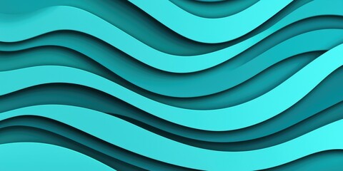 Poster - Abstract wavy patterns in vibrant turquoise colors create a dynamic visual effect.