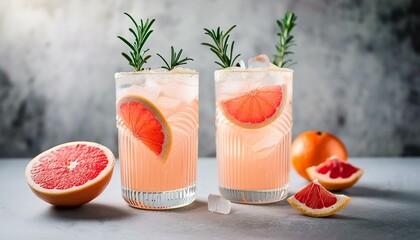 Wall Mural - Refreshing grapefruit rosemary cocktails, perfect for a summer day!