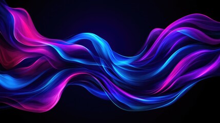 Poster - Colorful flowing waves of light against a dark background create a vibrant digital abstract.