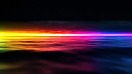 Poster - Vibrant colors dance across the horizon in a mesmerizing twilight moment over calm waters at dusk. Generative AI