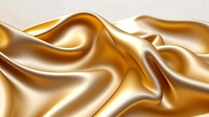 Poster - Captivating waves of shimmering gold fabric gently ripple and dance under soft lighting, creating a dreamy atmosphere. Generative AI