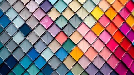 Poster - Exploring vibrant colors in geometric patterns on a textured wall at an art installation. Generative AI