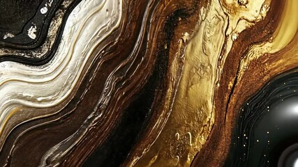 Poster - Artistic elegance of golden and black abstract patterns flowing together in mesmerizing harmony at an art sanctuary. Generative AI