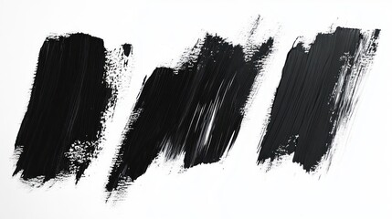 Black Brush Stroke Vector Set Grunge Style Distressed Paint Stripes Modern Textures Curved Shapes Borders Banners