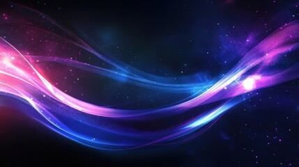 Wall Mural - a colorful wave of light with stars and galaxies in the background