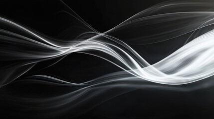 Wall Mural - A black and white image of a wave with white streaks