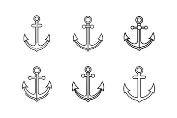 Canvas Print - anchor icon vector line art illustration