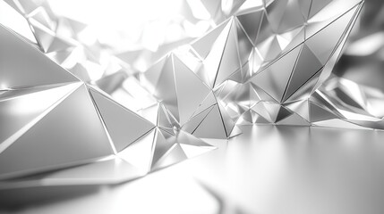 Poster - Abstract silver geometric background with triangular shapes.