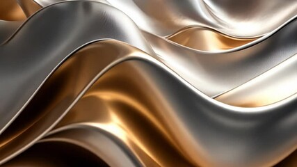 Poster - Elegant metallic waves flow gracefully, showcasing the beauty of shimmering textures in soft tones. Generative AI