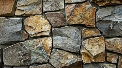 Poster - Artful arrangement of natural stones in a rustic wall design for home decor inspiration. Generative AI