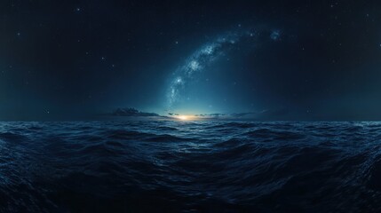 Wall Mural - a dark blue ocean with a milky white cloud in the sky