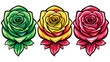 © Harmony of Forms - three different roses isolated black outline vector illustration, transparent background