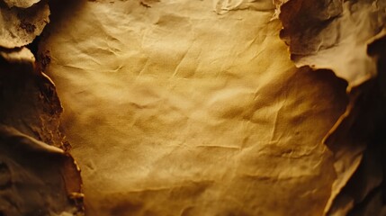 Vintage aged yellow parchment paper with stains and texture, empty with copy space and decorative frames for retro, antique, and classic design projects