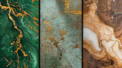 Poster - Discover stunning abstract textures inspired by nature's beauty in vibrant green, gold, and earthy tones. Generative AI