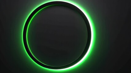 Poster - Mesmerizing circular design illuminated in vibrant green glow against a sleek dark background. Generative AI