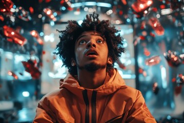 Aufkleber - A gamer sitting in front of a glowing screen, their face lit up with shock and excitement as they witness an unexpected plot twist in their game