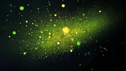 Poster - Vibrant explosion of colorful particles swirling through the dark space creating a mesmerizing visual experience for all. Generative AI