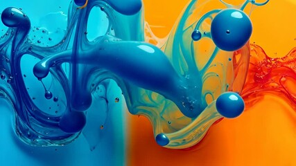Poster - Vibrant splash of colors uniting in harmony under bright hues of orange and blue. Generative AI
