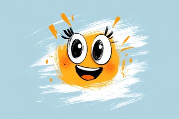 Poster - A simple illustration of a pair of cartoonish eyes and a wide smile, evoking a sense of surprised amusement, drawn with clean lines and bold colors