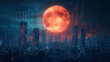 © Kanurism - Futuristic Cityscape Under a Glowing Red Moon