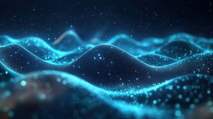 Aufkleber - Digital Abstract Wave Flow Light Particles Technology Background