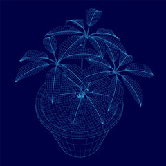 Poster - Blue image of a plant in a pot. The plant is a small, leafy plant with a stem. The image is in a blue color scheme