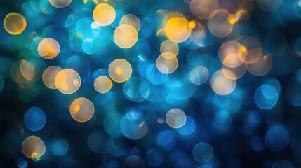Wall Mural - the image is a blue and yellow background with many small circles