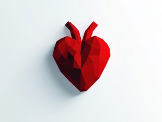 Wall Mural - Abstract Red Heart Sculpture in Geometric Polygonal Style