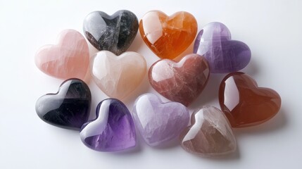Wall Mural - colorful heart-shaped crystals for love and decoration display
