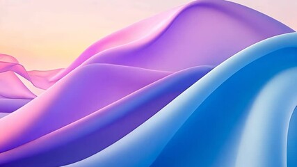 Poster - Serene dance of colorful fabric mimics gentle mountain landscapes at dawn. Generative AI