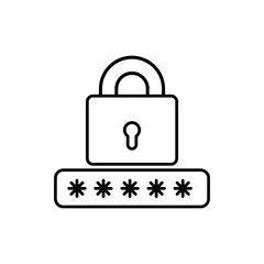 Poster - Lock, password, security icon. vector flat black linear illustration for web and app..eps