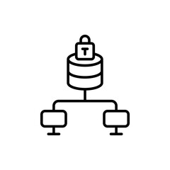 Poster - Database security outline icons, minimalist vector illustration ,simple transparent graphic element .Isolated on white background