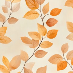 Poster - Elegant Autumn Leaf Pattern on Earthy Toned Background