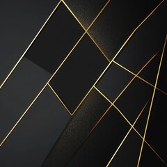 Poster - Abstract Geometric Metallic Dark Background with Golden Lines and Patterns