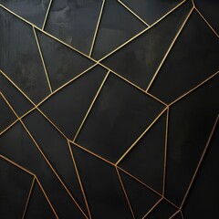 Poster - elegant black and gold geometric abstract background with dynamic lines and gradient patterns