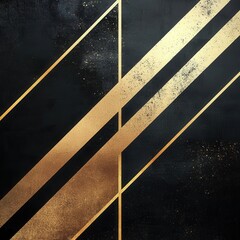 Poster - Striking Golden Geometric Patterns on Dark Backdrop Abstract Design