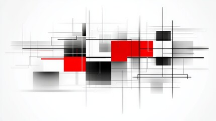 Poster - Abstract Geometric Design Red Black White Grid