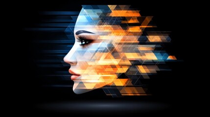 Poster - Abstract Geometric Woman Digital Art Portrait