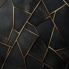 Poster - Abstract Geometric Black and Gold Luxury Wallpaper Pattern