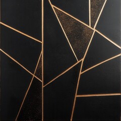 Poster - Dramatic Dark Geometric Abstract Copper Metallic Triangle Pattern Background for Luxury Digital Art or Wallpaper