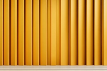 Poster - Yellow curtain draping over white and wooden floor in a well-lit interior space