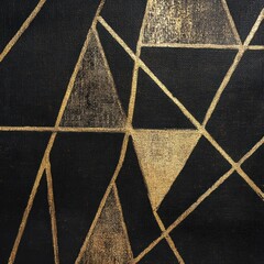Poster - Luxurious Geometric Abstract Pattern with Metallic Gold Lines on Black Background