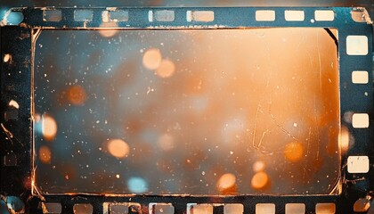 Poster - Vintage Film Frame with Distressed Texture and Light Leaks for Retro Background