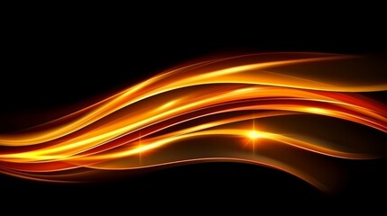 Poster - Abstract Golden Waves Digital Art Design (1)