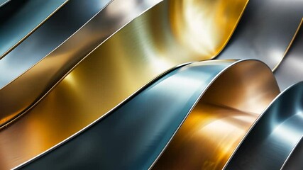 Poster - Captivating waves of metallic hues shimmer under soft light creating a mesmerizing visual experience in a modern art installation. Generative AI
