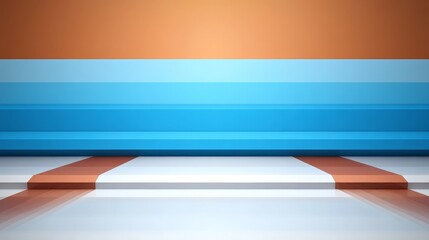 Poster - Abstract Minimalist Geometric Blue Orange White Room