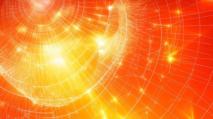 Poster - Abstract Network Globe, Orange and Yellow Hues