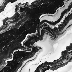 Poster - dramatic monochrome abstract fluid art swirl background with intricate marble like textures and flow