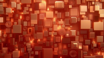 Poster - Abstract Orange Geometric Cube Array Background